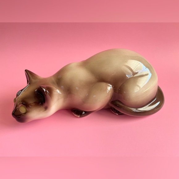 Ceramic Siamese, cat with green eyes - excellent condition - Picture 7 of 7